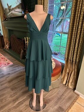 Lulu's Deep Green Layered High-Low Dress